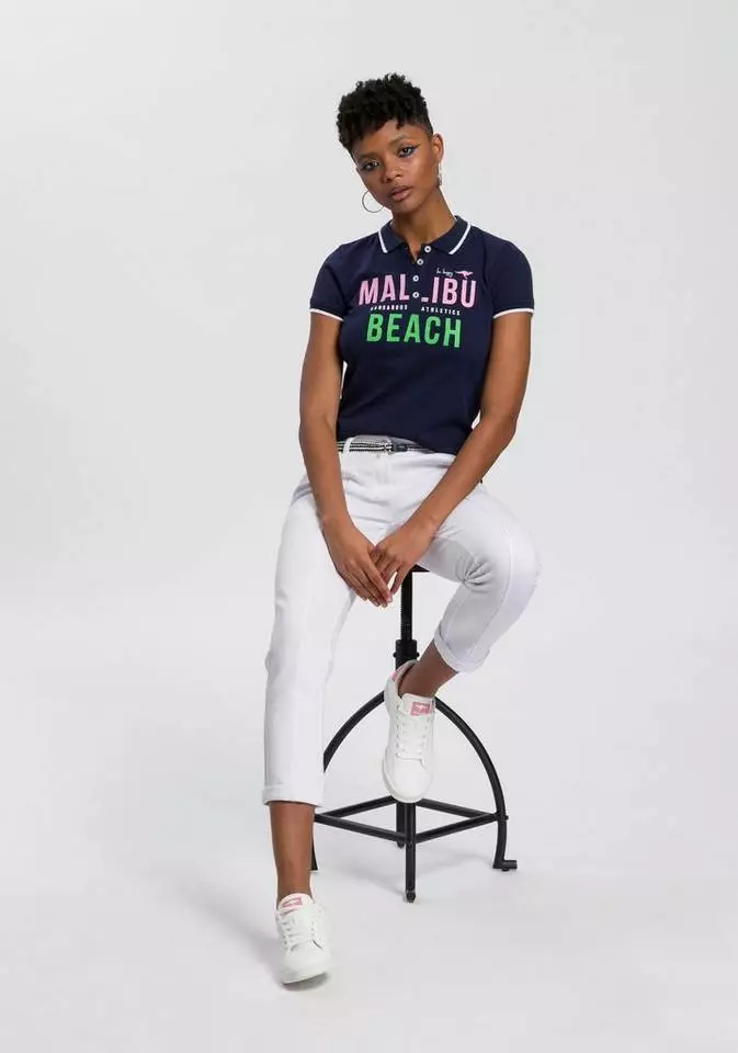 KangaROOS Poloshirt mit großem Malibu-Beach Logo-Druck - NEUE KOLLEKTION Marine, Weiß 7 KangaROOS Poloshirt mit großem Malibu-Beach Logo-Druck - NEUE KOLLEKTION Marine, Weiß – Bild 7