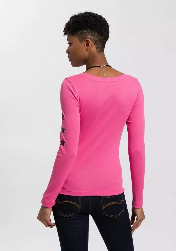 KangaROOS Langarmshirt mit Känguru-Front-Print Blau, Pink, Bedruckt-weiß, Schwarz-bedruckt 2 KangaROOS Langarmshirt mit Känguru-Front-Print Blau, Pink, Bedruckt-weiß, Schwarz-bedruckt – Bild 2