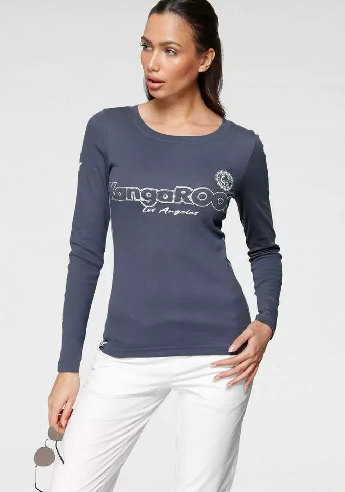 KangaROOS Langarmshirt mit Druck und Streifen am Ärmel Weiß-bedruckt-blau, Schwarz-bedruckt-silberfarben-weiß, Blau-bedruckt-weiß-silberfarben 8 KangaROOS Langarmshirt mit Druck und Streifen am Ärmel Weiß-bedruckt-blau, Schwarz-bedruckt-silberfarben-weiß, Blau-bedruckt-weiß-silberfarben – Bild 8