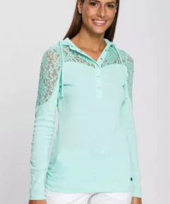 KangaROOS Kapuzenshirt mit Spitzendetail Türkis, Offwhite, Altrosa, Schwarz