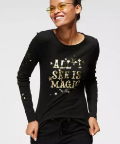 KangaROOS Langarmshirt mit goldschimmernem Sternen-Druck - NEUE KOLLEKTION