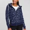 KangaROOS Kapuzensweatjacke mit modischem Minimal-Allover-Druck Marine, Himbeere-meliert