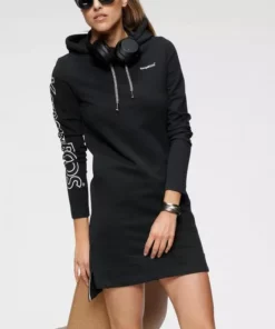 KangaROOS Sweatkleid mit Kapuze & großem Schriftzug-Druck am Arm
