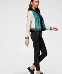 KangaROOS Lederjacke mit farbigen Streifendetails Schwarz-rot, Grün-offwhite -KangaROOS Verkaufsladen 09a8bccf 46eb 5301 9778 e9cf90fd6e17