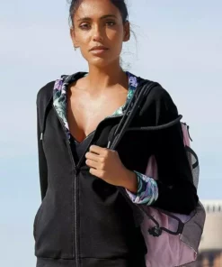 KangaROOS Kapuzensweatjacke mit bedruckter Innenseite Petrol, Schwarz