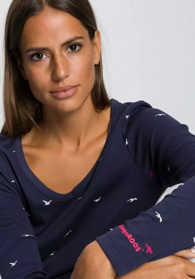 KangaROOS Langarmshirt mit hanseatischem Alloverdruck - NEUE KOLLEKTION Rosa-meliert, Marine 3 KangaROOS Langarmshirt mit hanseatischem Alloverdruck - NEUE KOLLEKTION Rosa-meliert, Marine – Bild 3