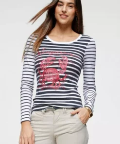 KangaROOS Longsleeve mit Marine Look Front-Print Rosa-wei&szlig;-gestreift, Hellgrau-wei&szlig;-gestreift, Wei&szlig;-marine-gestreift -KangaROOS Verkaufsladen 0c954ee1 e5c2 5c43 accc 605f8ca96ab4