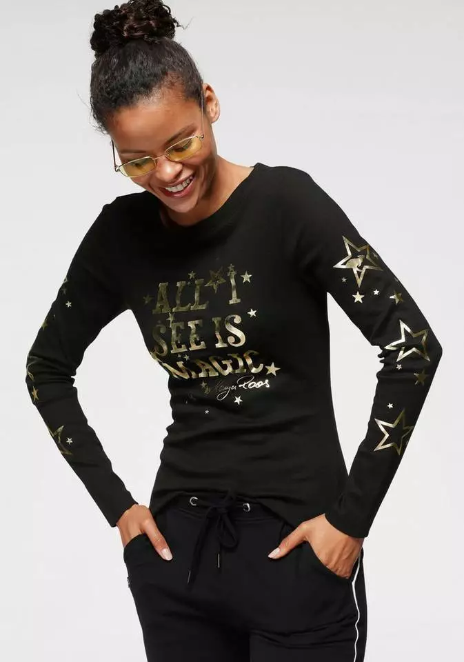 KangaROOS Langarmshirt mit goldschimmernem Sternen-Druck - NEUE KOLLEKTION 2 KangaROOS Langarmshirt mit goldschimmernem Sternen-Druck - NEUE KOLLEKTION – Bild 2