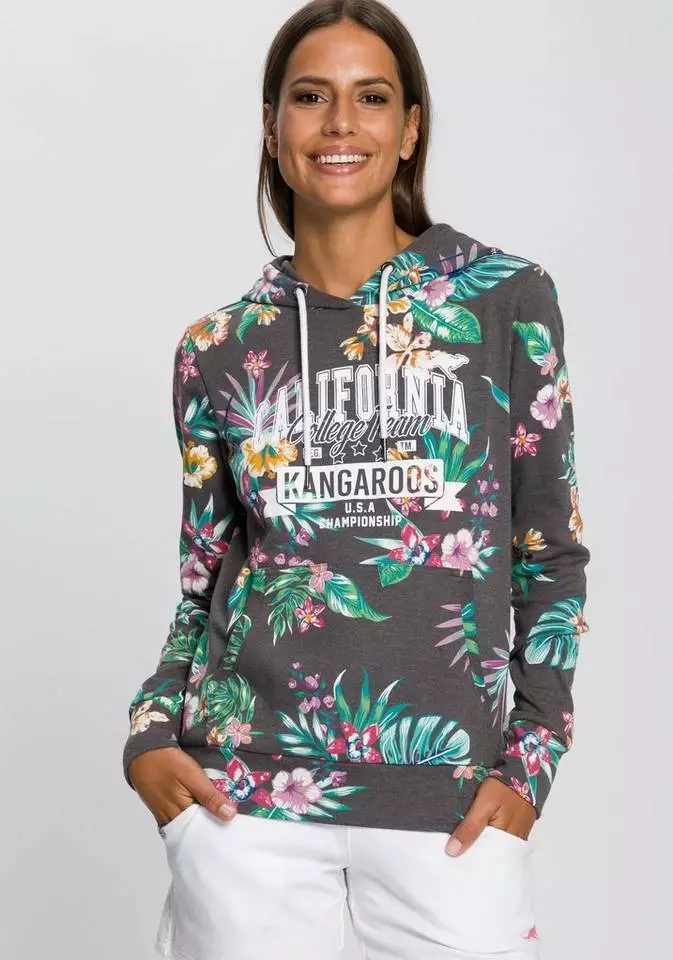 KangaROOS Kapuzensweatshirt mit coolem Floral-Alloverprint & Logo-Print im College-Look - NEUE KOLLEKTION 1 KangaROOS Kapuzensweatshirt mit coolem Floral-Alloverprint & Logo-Print im College-Look - NEUE KOLLEKTION