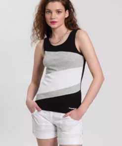 KangaROOS Tanktop mit Color Blocking Details vorne - NEUE KOLLEKTION Weiß-pink-hellgrau-meliert, Dunkelblau-meliert-himmelblau-weiß, Schwarz-weiß-hellgrau-meliert