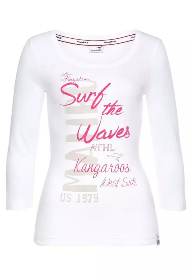 KangaROOS 3/4-Arm-Shirt mit auffälligen Schriftzügen Hellgrau-meliert, Marine, Weiß, Pink 10 KangaROOS 3/4-Arm-Shirt mit auffälligen Schriftzügen Hellgrau-meliert, Marine, Weiß, Pink – Bild 10