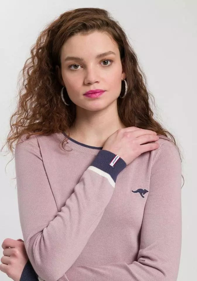 KangaROOS Rundhalspullover mit kontrastfarbenem Saum Schwarz, Offwhite-schwarz, Marine-rot, Rosa-blau 3 KangaROOS Rundhalspullover mit kontrastfarbenem Saum Schwarz, Offwhite-schwarz, Marine-rot, Rosa-blau – Bild 3