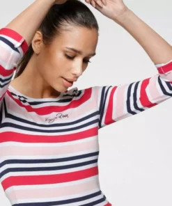 KangaROOS Langarmshirt im tollen Streifen-Design und Logo-Druck - NEUE KOLLEKTION Marine-petrol-coral-weiß, Rot-rosa-marine-weiß -KangaROOS Verkaufsladen 1416e795 baed 591d a099 49afb4c83cb7