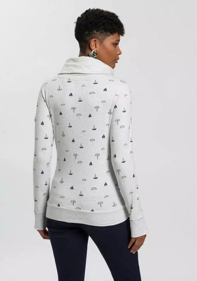 KangaROOS Sweatshirt mit wärmendem Schlauchkragen und Allover-Print Anthrazit-meliert, Ecru-meliert, Himbeere-gemustert 2 KangaROOS Sweatshirt mit wärmendem Schlauchkragen und Allover-Print Anthrazit-meliert, Ecru-meliert, Himbeere-gemustert – Bild 2