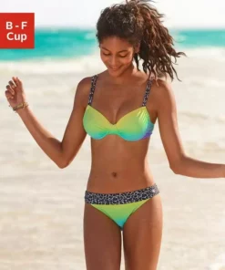 KangaROOS Bügel-Bikini mit trendigen Details im Leoprint Türkis-grün, Orange-gelb