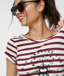 KangaROOS T-Shirt mit großem Metallic-Print vorne Marine-weiß-gestreift, Grau-weiß-gestreift, Bordeaux-weiß-gestreift -KangaROOS Verkaufsladen 155cc099 338d 518c 9aa5 397b21a25678