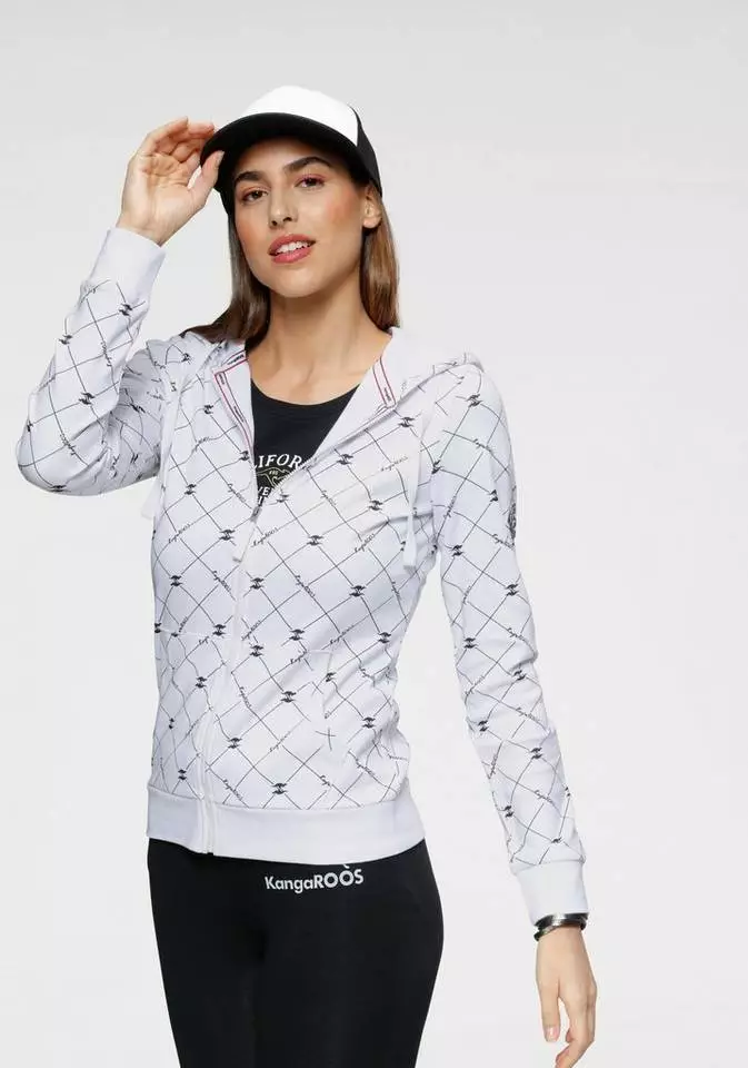 KangaROOS Kapuzensweatjacke mit modischen Logo-Allover-Druck Schwarz-weiß-bedruckt, Weiß-schwarz-bedruckt 7 KangaROOS Kapuzensweatjacke mit modischen Logo-Allover-Druck Schwarz-weiß-bedruckt, Weiß-schwarz-bedruckt – Bild 7