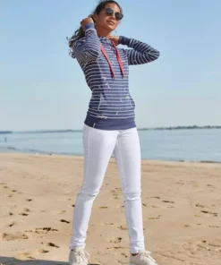 KangaROOS Hoodie in Langform mit überlappender Kapuze Ecru-meliert-mittelblau, Blau-meliert-weiß, Koralle-meliert, Schwarz -KangaROOS Verkaufsladen 16086003 478a 5ff5 8d34 5ccec22267de