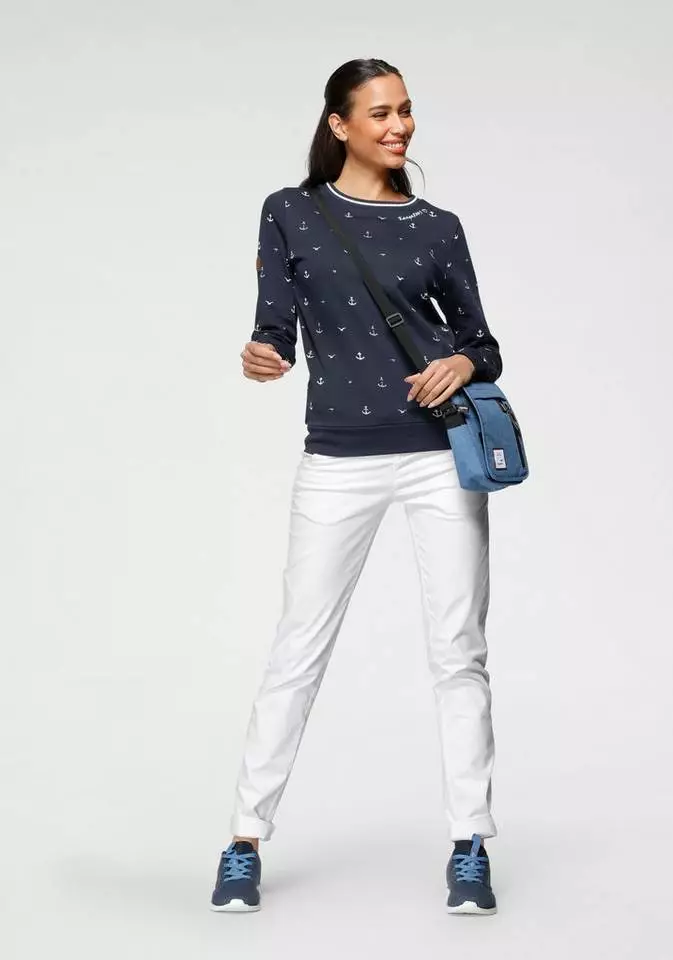 KangaROOS Sweatshirt in verschiedenen maritimen Druck-Varianten Weiß, Himbeere-meliert, Marine 4 KangaROOS Sweatshirt in verschiedenen maritimen Druck-Varianten Weiß, Himbeere-meliert, Marine – Bild 4