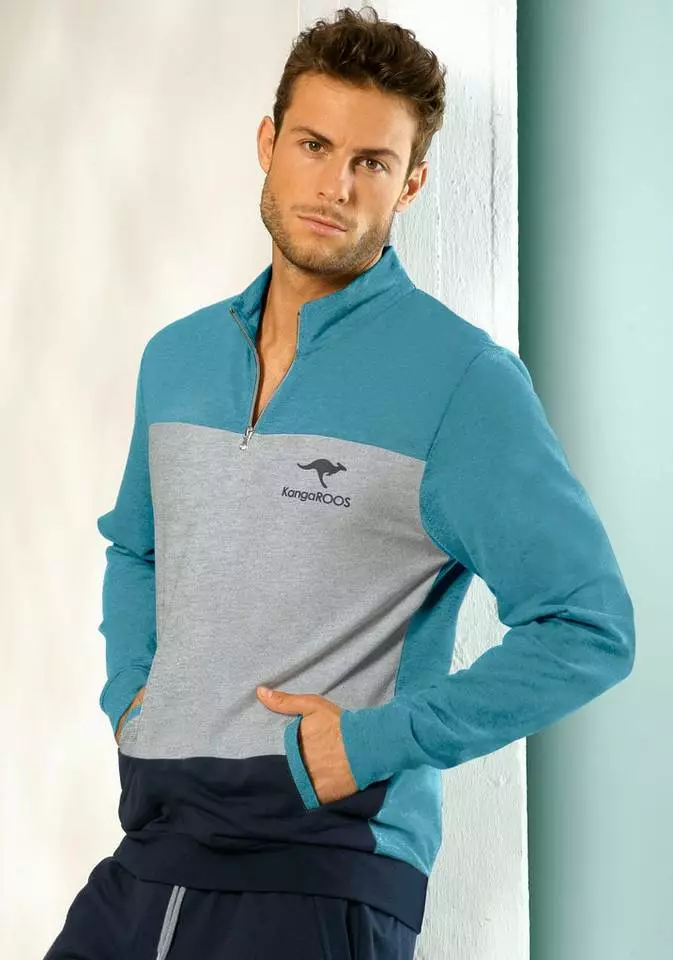 KangaROOS Sweatshirt mit Stehkragen und kurzem Reißverschluss Petrol-grau-meliert-navy, Grau-meliert-weiß-navy 2 KangaROOS Sweatshirt mit Stehkragen und kurzem Reißverschluss Petrol-grau-meliert-navy, Grau-meliert-weiß-navy – Bild 2