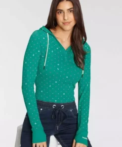 KangaROOS Langarmshirt mit filigranem Allover-Druck und Knopfleiste - NEUE KOLLEKTION Marine-hellblau, Gr&uuml;n-marine -KangaROOS Verkaufsladen 187686c7 3bf5 5602 8dee 367d281d9eb8