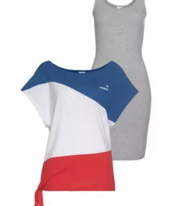 KangaROOS 2-in-1-Kleid (2-tlg) in sommerlicher zweiteiliger Kombination Kleid und Shirt Grau-weiß-gestreift | schwarz, Marine-koralle-gestreift | marine, Royalblau-rot-weiß | hellgrau-meliert, Blau-rosa -KangaROOS Verkaufsladen 1dfe1d3b 8c55 5fe4 b8e7 b0f376c54dc5