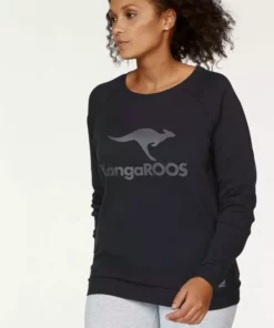 KangaROOS Sweater mit großem Label-Print vorne Hellgrau-meliert, Blau, Weiß, Schwarz -KangaROOS Verkaufsladen 21320927