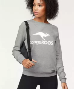 KangaROOS Sweater mit großem Label-Print vorne Hellgrau-meliert, Blau, Weiß, Schwarz -KangaROOS Verkaufsladen 21381786