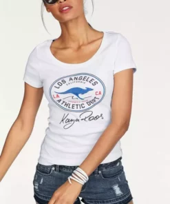 KangaROOS T-Shirt mit großem Retro Label-Druck vorne Weiß, Schwarz, Türkis, Marine 22 KangaROOS T-Shirt mit großem Retro Label-Druck vorne Weiß, Schwarz, Türkis, Marine -KangaROOS Verkaufsladen 22093340