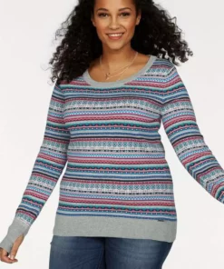 KangaROOS Rundhalspullover im bunt gemusterten Jaquard-Feinstrick Rosa-bunt, Hellgrau-meliert-bunt, Wollweiß-grau-bunt, Schwarz-rot-bunt -KangaROOS Verkaufsladen 22731044