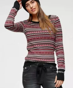 KangaROOS Rundhalspullover im bunt gemusterten Jaquard-Feinstrick Rosa-bunt, Hellgrau-meliert-bunt, Wollweiß-grau-bunt, Schwarz-rot-bunt -KangaROOS Verkaufsladen 2276722a 2359 578b a7b1 747ec9930cc3