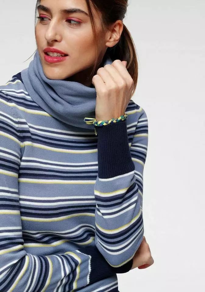 KangaROOS Streifenpullover mit großem doppellagigem Rollkragen Blau-weiß-gestreift, Hellgrau-rosa-gestreift 3 KangaROOS Streifenpullover mit großem doppellagigem Rollkragen Blau-weiß-gestreift, Hellgrau-rosa-gestreift – Bild 3