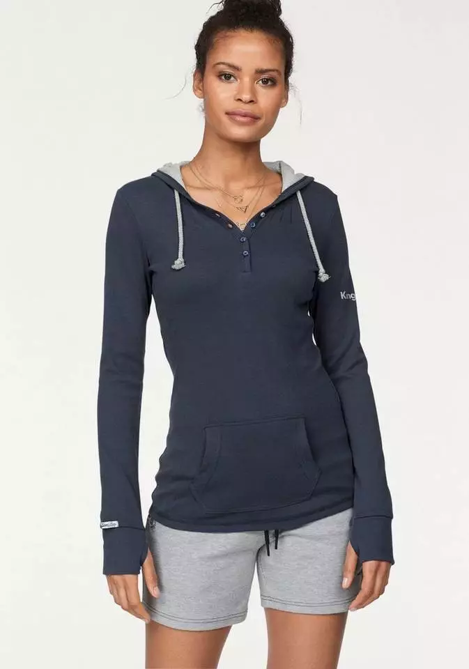 KangaROOS Kapuzenshirt Kapuze kontrastfarben gefüttert Marine, Offwhite, Hellgrau-meliert, Schwarz 8 KangaROOS Kapuzenshirt Kapuze kontrastfarben gefüttert Marine, Offwhite, Hellgrau-meliert, Schwarz – Bild 8