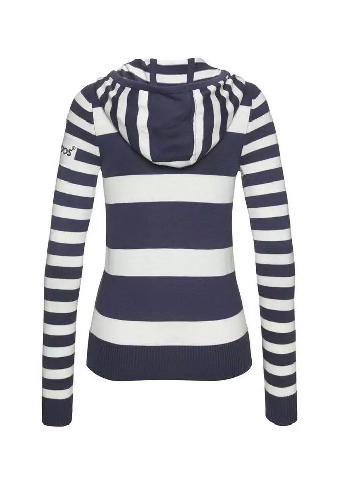 KangaROOS Kapuzenstrickjacke in trendigem Streifendesign Schwarz-weiß, Marine-reinweiß 6 KangaROOS Kapuzenstrickjacke in trendigem Streifendesign Schwarz-weiß, Marine-reinweiß – Bild 6