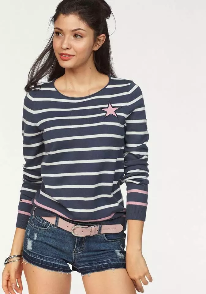 KangaROOS Streifenpullover mit kontrastfarbigen, aufgenähten Sternen Schwarz-grau-wollweiß-gestreift, Blau-weiß-rosa-gestreift, Wollweiß-blau-hellpink-gestreift 9 KangaROOS Streifenpullover mit kontrastfarbigen, aufgenähten Sternen Schwarz-grau-wollweiß-gestreift, Blau-weiß-rosa-gestreift, Wollweiß-blau-hellpink-gestreift – Bild 9