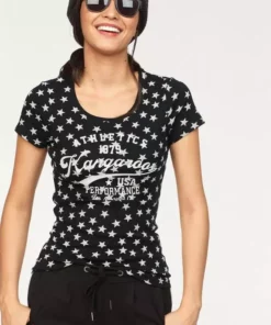 KangaROOS T-Shirt mit Sternen bedruckt Rosa-weiß, Schwarz-weiß, Hellgrau-meliert-weiß