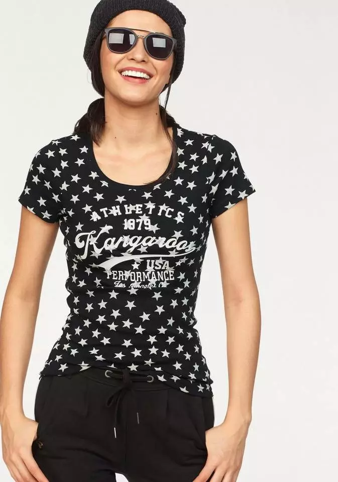 KangaROOS T-Shirt mit Sternen bedruckt Rosa-weiß, Schwarz-weiß, Hellgrau-meliert-weiß 1 KangaROOS T-Shirt mit Sternen bedruckt Rosa-weiß, Schwarz-weiß, Hellgrau-meliert-weiß