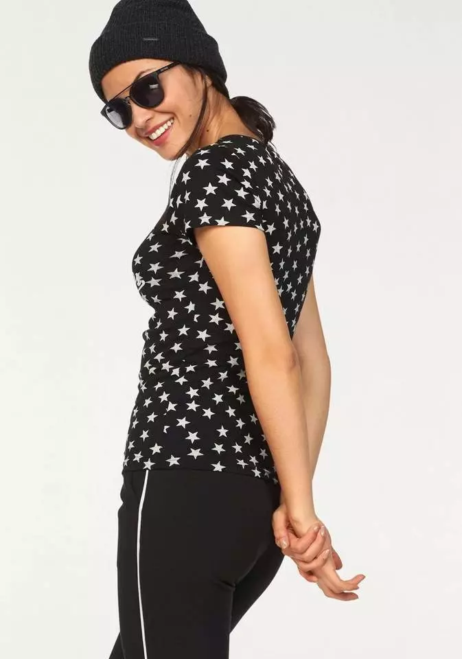 KangaROOS T-Shirt mit Sternen bedruckt Rosa-weiß, Schwarz-weiß, Hellgrau-meliert-weiß 2 KangaROOS T-Shirt mit Sternen bedruckt Rosa-weiß, Schwarz-weiß, Hellgrau-meliert-weiß – Bild 2