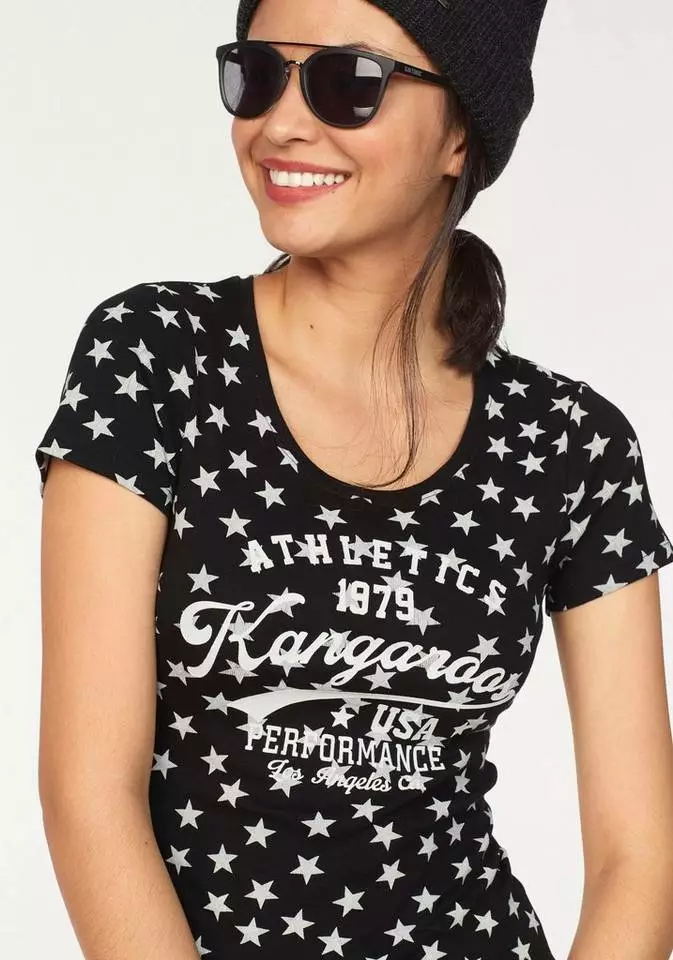 KangaROOS T-Shirt mit Sternen bedruckt Rosa-weiß, Schwarz-weiß, Hellgrau-meliert-weiß 3 KangaROOS T-Shirt mit Sternen bedruckt Rosa-weiß, Schwarz-weiß, Hellgrau-meliert-weiß – Bild 3