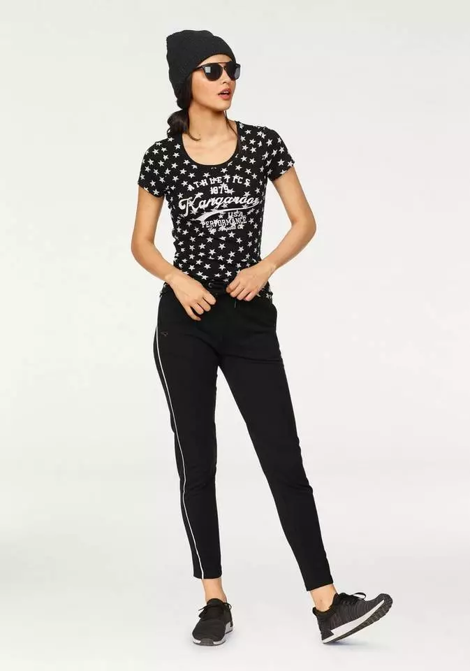 KangaROOS T-Shirt mit Sternen bedruckt Rosa-weiß, Schwarz-weiß, Hellgrau-meliert-weiß 4 KangaROOS T-Shirt mit Sternen bedruckt Rosa-weiß, Schwarz-weiß, Hellgrau-meliert-weiß – Bild 4
