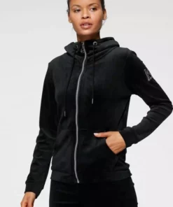 KangaROOS Kapuzensweatjacke aus weichem Nicky-Samt mit collem Nieten-Logo - NEUE KOLLEKTION Schwarz, Marine