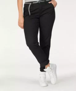 KangaROOS Chinohose (Set, 2-tlg., mit Gürtel) in schmaler Form, mit Kordel zu binden Beige, Schwarz, Weiß, Marine -KangaROOS Verkaufsladen 27421732