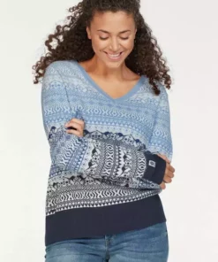 KangaROOS Jacquardpullover im Norweger-Muster mit kleinen Kängurus Offwhite-taupe-gemustert, Marine-hellblau -KangaROOS Verkaufsladen 27421796