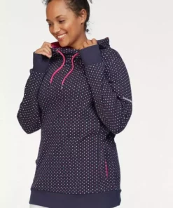 KangaROOS Kapuzensweatshirt mit überlappendem Kapuzen-Kragen Beere-bedruckt, Schwarz-gepunktet, Marine-pink-gepunktet -KangaROOS Verkaufsladen 27422471