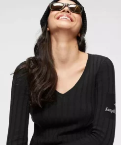 KangaROOS V-Ausschnitt-Pullover in breit geripptem Feinstrick Hellgrau-melange, Aquablau, Marine, Khaki -KangaROOS Verkaufsladen 28321409