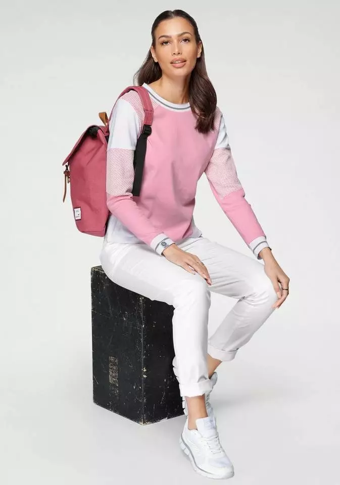 KangaROOS Sweatshirt im Colorblocking-Design mit Pünktchen Rosa-weiß-hellgrau-bedruckt, Schwarz-hellgrau-meliert, Himbeere-meliert, Marine-hellblau 5 KangaROOS Sweatshirt im Colorblocking-Design mit Pünktchen Rosa-weiß-hellgrau-bedruckt, Schwarz-hellgrau-meliert, Himbeere-meliert, Marine-hellblau – Bild 5