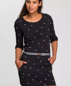 KangaROOS Jerseykleid (Set, mit abnehmbarem GĂĽrtel) im sommerlichen Print Anthrazit-meliert, Mittelblau, Marine, Schwarz