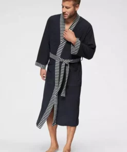 Herrenbademantel »Cilio«, KangaROOS, mit gestreifter Bordüre Marine, Grau