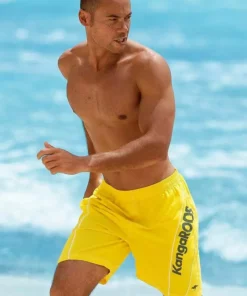 KangaROOS Badeshorts, mit Kangaroos Schriftzug Marine, Rot, Gelb