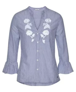 KangaROOS Hemdbluse mit Volants am Ärmel und Blumen-Stickerei vorne -KangaROOS Verkaufsladen 29744583